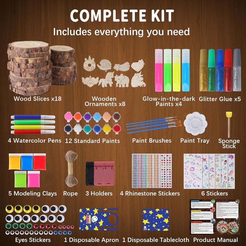 EPUMP Wood Painting Kit for Girls 8-12: Glow in The Dark Wood Arts and Crafts Supplies Kit for Kids 6-8 - Creative Paint Drawing Toys Easter Christmas Gifts for 6 7 8 9 10 11 12 Year Old - Image 2